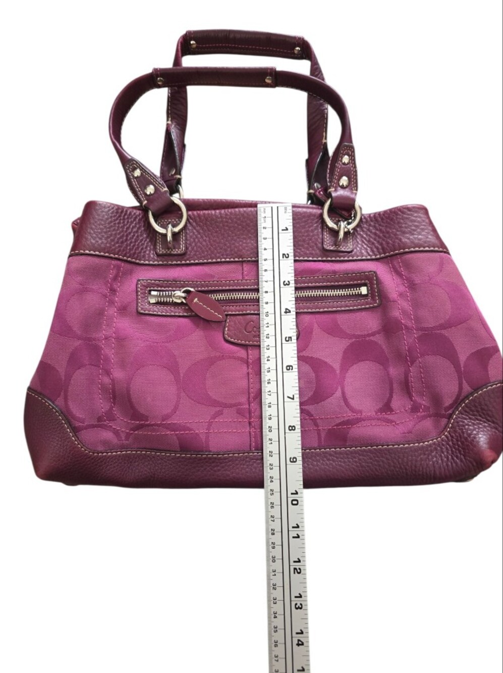 Coach Penelope Magenta Shoulder Signature Canvas Tote Bag 14422 - Picture 10 of 12